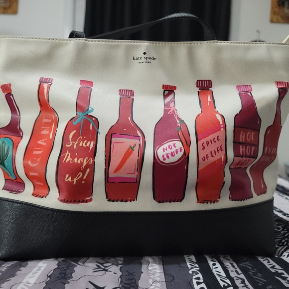 Kate Spade Hot Sauce Coated Canvas Tote, Good Used Condition - Picture 4 of 16